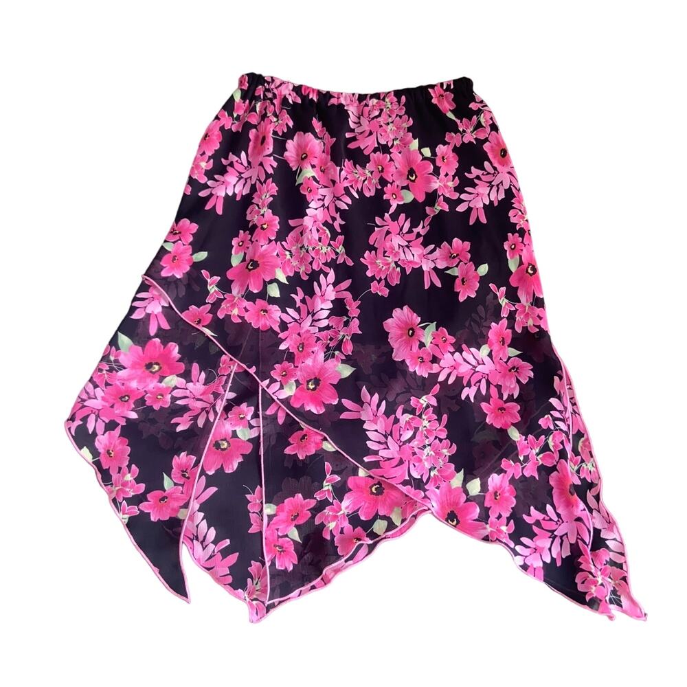 Floral Asymmetrical Y2K Midi Skirt Size 8 Petite